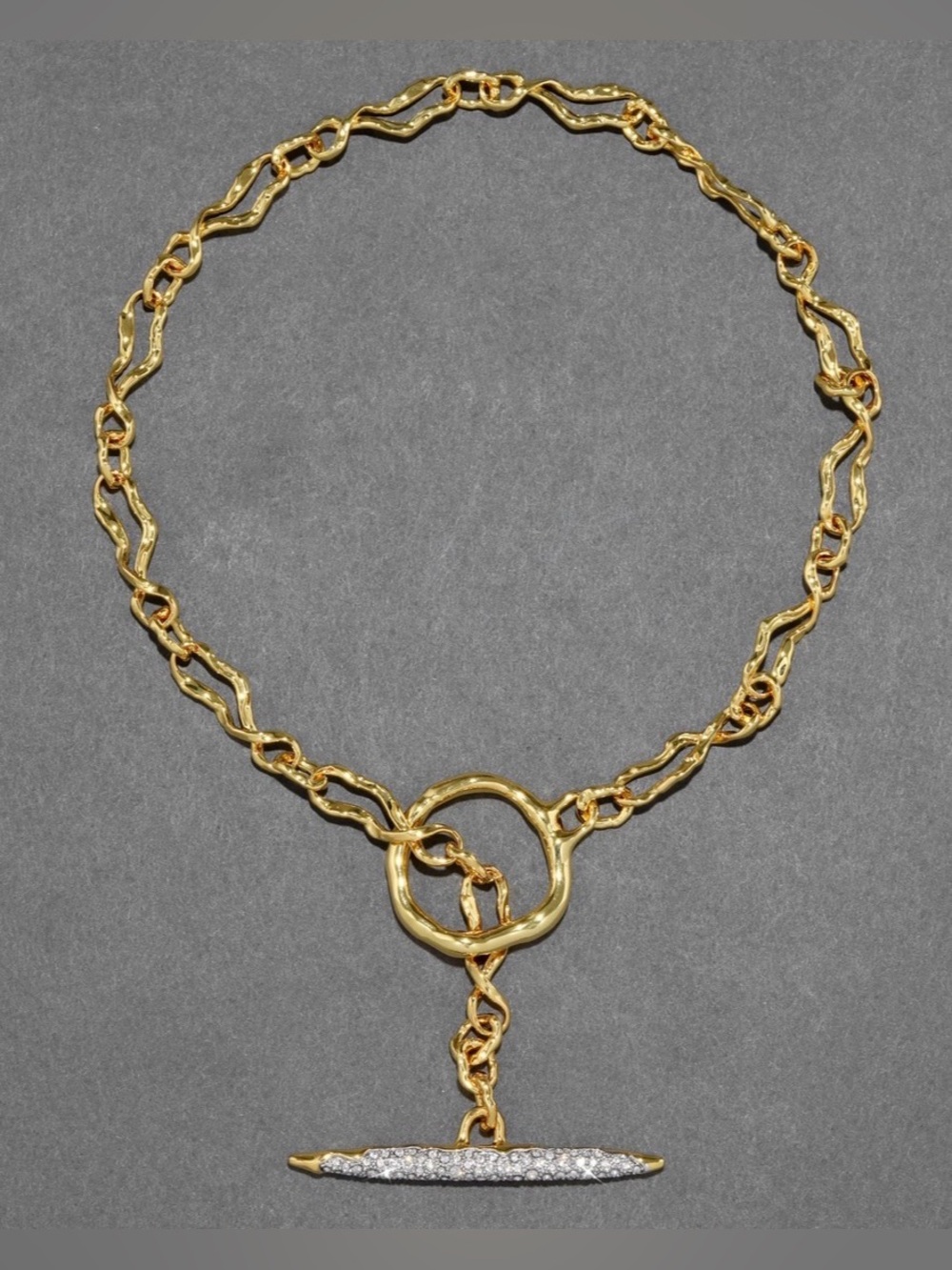 Toggle Necklace Solanales Crystal Spear Gold Clear C Z NEW Alexis Bittar AU11